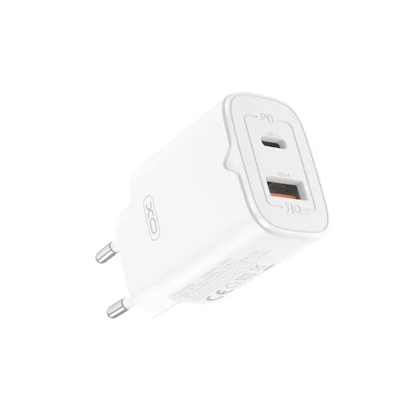 MR4_136205 Мережевий зарядний пристрій xo l130 (eu) pd30w, qc18w (1type-c+1usb-a) fast charging charger, білий 