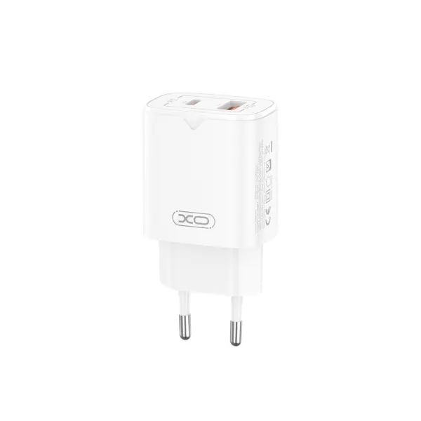 MR4_136205 Мережевий зарядний пристрій xo l130 (eu) pd30w, qc18w (1type-c+1usb-a) fast charging charger, білий 