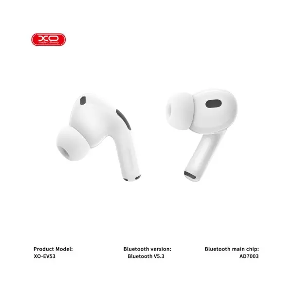 НАВУШНИКИ БЕЗДРОТОВІ XO EV53 V FULL-FEATURED ANC NOISE CANCELING HEADPHONES WITH BUZZER, БІЛИЙ