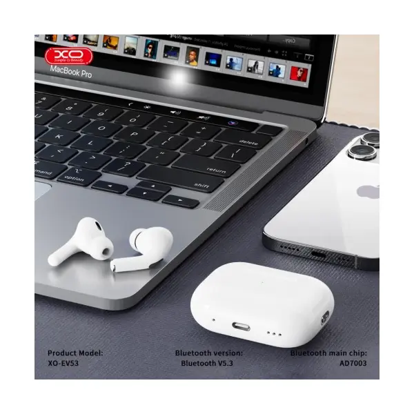 MR4_136213 Навушники бездротові xo ev53 v full-featured anc noise canceling headphones with buzzer, білий XO