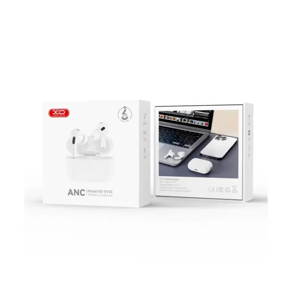 НАВУШНИКИ БЕЗДРОТОВІ XO EV53 V FULL-FEATURED ANC NOISE CANCELING HEADPHONES WITH BUZZER, БІЛИЙ
