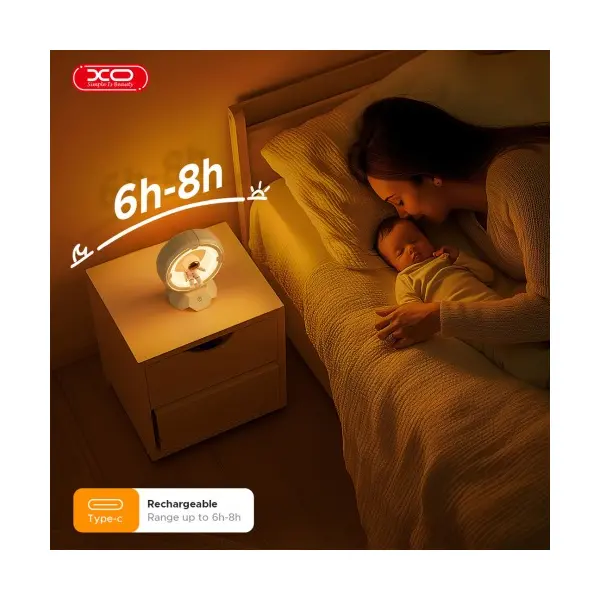 НІЧНИК XO OZ12 SPACEMAN TRI-COLOR NIGHT LIGHT PAT LIGHT 1200MAH, БІЛИЙ