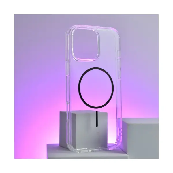 MR4_137083 Чохол clear magnetic (color slim magsafe) box для iphone 15 flaming пурпуровий PRC