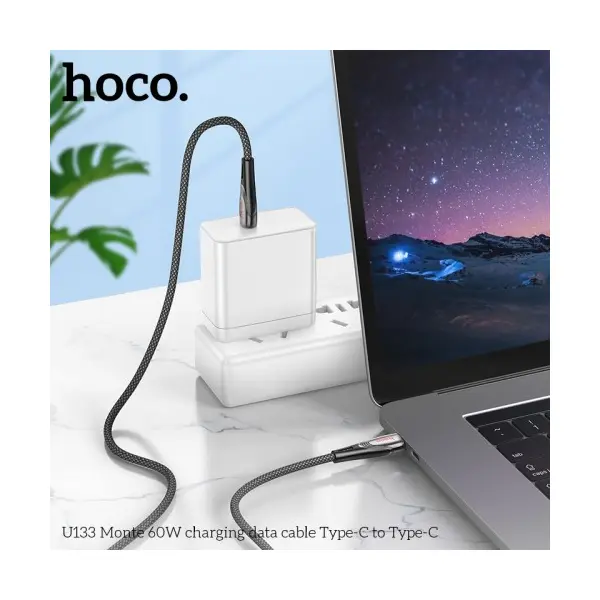 КАБЕЛЬ PD HOCO U133 MONTE 60W CHARGING DATA CABLE TYPE-C TO TYPE-C 1.2M, ЧОРНИЙ