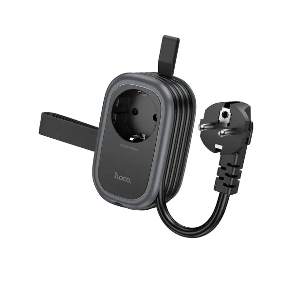 МЕРЕЖЕВИЙ ПОДОВЖУВАЧ HOCO NS7 SHARP 1 POSITION (PD20W, 1C2A) DESKTOP SOCKET (EU, GER), ЧОРНИЙ