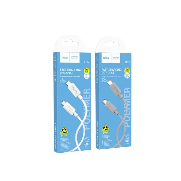 MR4_137238 Кабель pd hoco x107 favor 60w charging data cable type-c to type-c 1m, сірий 
