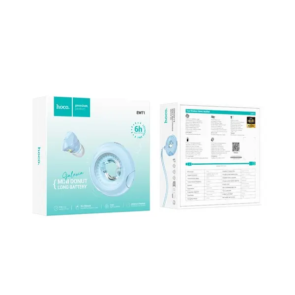 НАВУШНИКИ БЕЗДРОТОВІ HOCO EW71 GALAXIA TRUE WIRELESS BT5.4, 6HOURS СИНІЙ