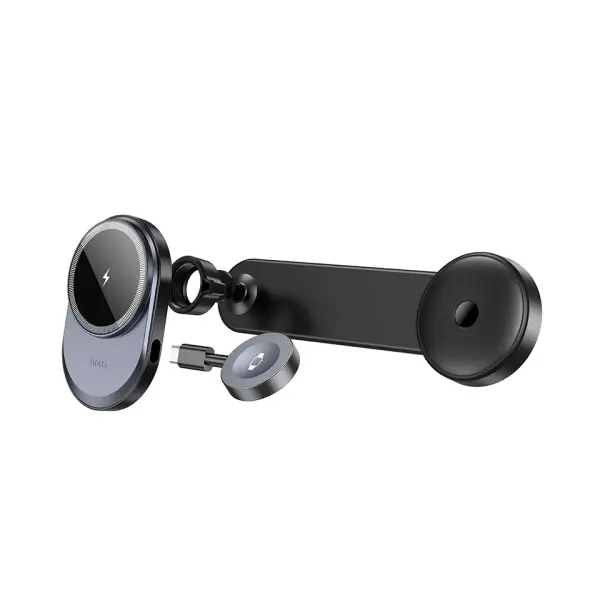 БЕЗДРОТОВИЙ АВТОМОБІЛЬНИЙ ЗАРЯДНИЙ ПРИСТРІЙ HOCO HW28 EXCELSO 2IN1 WIRELESS FAST CHARGING CAR HOLDER, ЧОРНИЙ