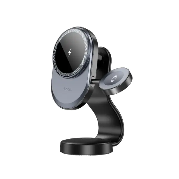 БЕЗДРОТОВИЙ АВТОМОБІЛЬНИЙ ЗАРЯДНИЙ ПРИСТРІЙ HOCO HW28 EXCELSO 2IN1 WIRELESS FAST CHARGING CAR HOLDER, ЧОРНИЙ