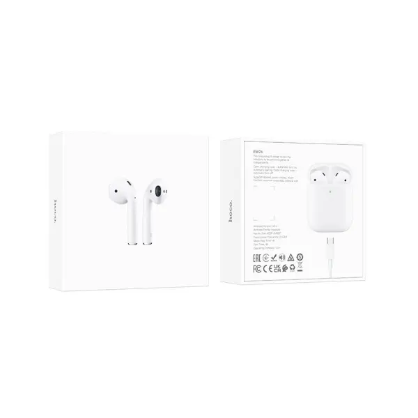 НАВУШНИКИ БЕЗДРОТОВІ HOCO EW74 TRUE WIRELESS STEREO HEADSET BT5.4, БІЛИЙ