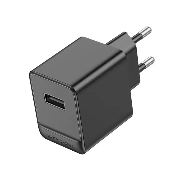 MR4_137595 Мережевий зарядний пристрій borofone bas11a erudite single port 1usb, 2.1a, чорний 