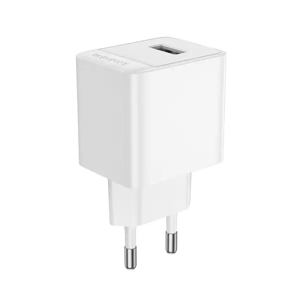 МЕРЕЖЕВИЙ ЗАРЯДНИЙ ПРИСТРІЙ BOROFONE BAS11A ERUDITE SINGLE PORT 1USB, 2.1A, БІЛИЙ