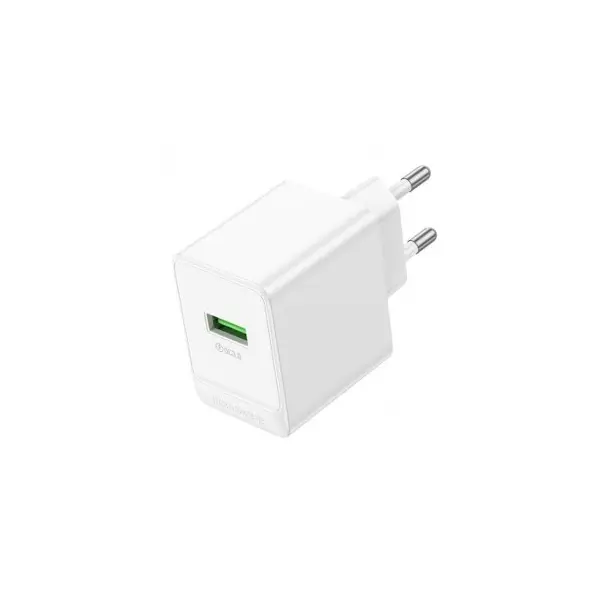 MR4_137601 Мережевий зарядний пристрій borofone bas12a erudite single port 18w, qc3.0, 1usb, білий 