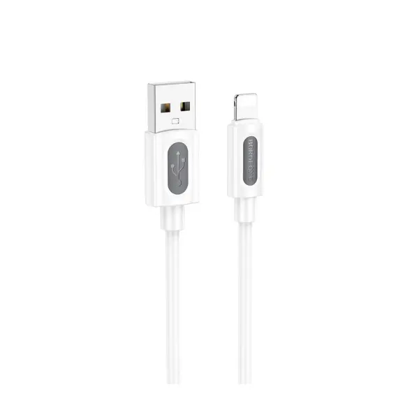 КАБЕЛЬ BOROFONE BX114 STRUCTURE SILICONE ДЛЯ LIGHTNING 2,4A, 1M, БІЛИЙ