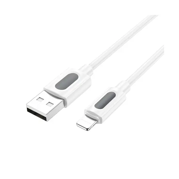 КАБЕЛЬ BOROFONE BX114 STRUCTURE SILICONE ДЛЯ LIGHTNING 2,4A, 1M, БІЛИЙ