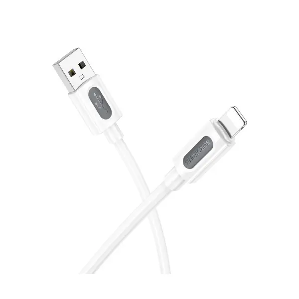 КАБЕЛЬ BOROFONE BX114 STRUCTURE SILICONE ДЛЯ LIGHTNING 2,4A, 1M, БІЛИЙ