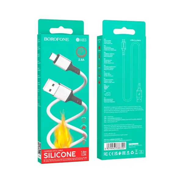 MR4_137645 Кабель borofone bx83 famous silicone для micro 2.4a, 1m, білий 