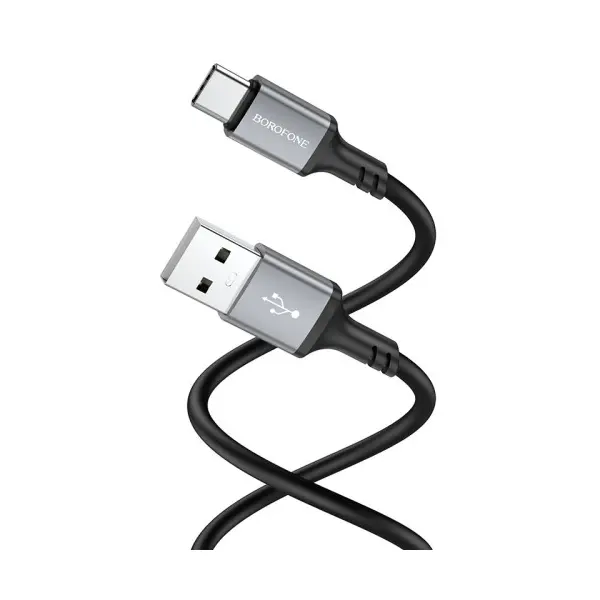 КАБЕЛЬ BOROFONE BX83 FAMOUS SILICONE CHARGING ДЛЯ TYPE-C 3A, 1M, ЧОРНИЙ
