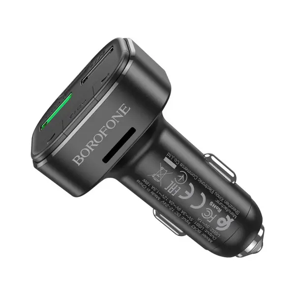 MR4_137649 Автомобільний зарядний пристрій модулятор borofone bc43 flash qc3.0, чорний BOROFONE