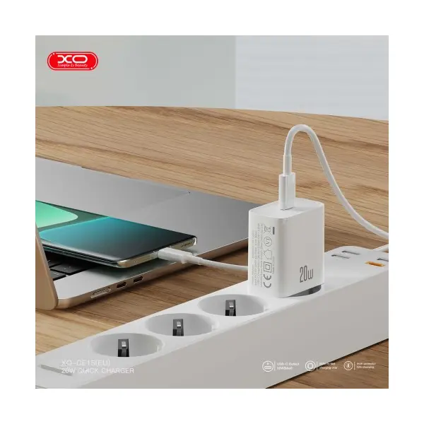 MR4_137494 Мережевий зарядний пристрій xo ce15 (eu) pd20w type-c fast charging charger with type-c cable, білий 