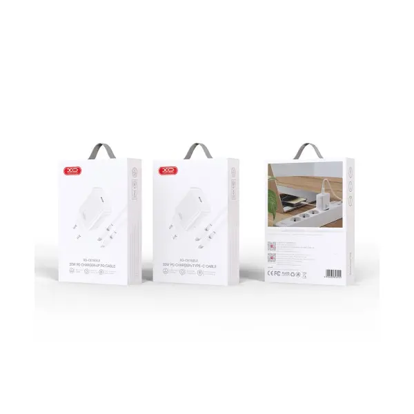 MR4_137494 Мережевий зарядний пристрій xo ce15 (eu) pd20w type-c fast charging charger with type-c cable, білий 
