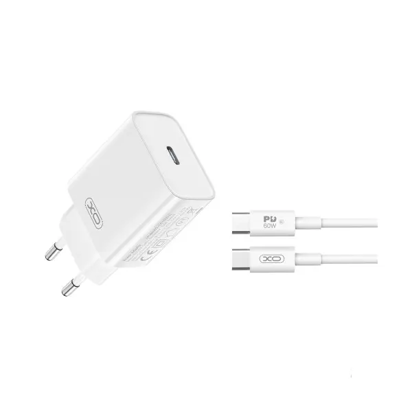 MR4_137494 Мережевий зарядний пристрій xo ce15 (eu) pd20w type-c fast charging charger with type-c cable, білий 