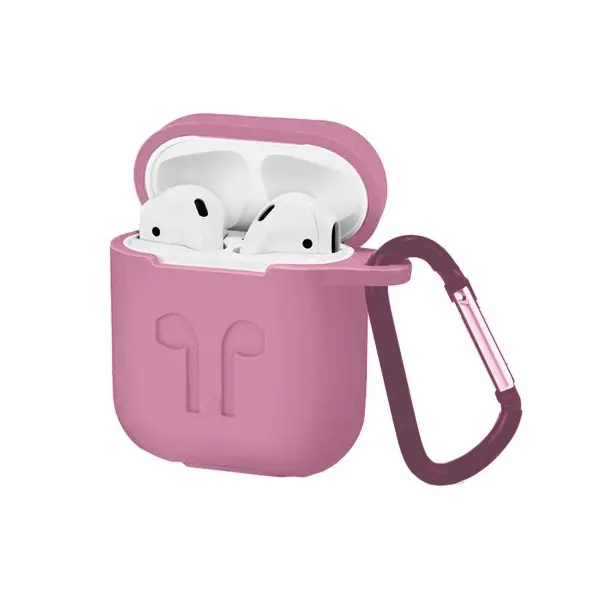 MR4_138317 Чохол для airpods силіконовий logo 2in1 (+ карабин) (тех. пак) рожевий 