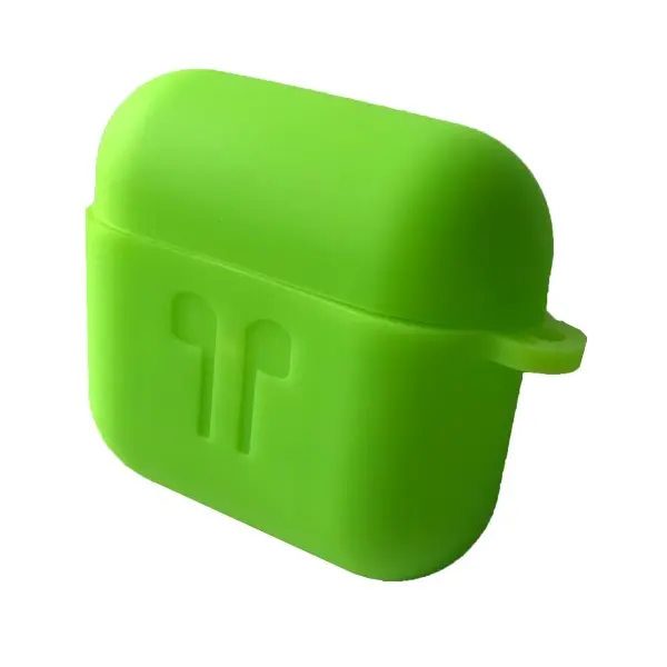 ЧОХОЛ ДЛЯ AIRPODS 3 СИЛІКОНОВИЙ 2MM LOGO 2IN1 (+ КАРАБИН) (ТЕХ. ПАК) PARTY ЗЕЛЕНИЙ