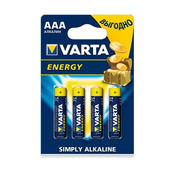 БАТАРЕЙКА VARTA ENERGY AAA BLISTER 4 ALKALINE LR3 (1769)
