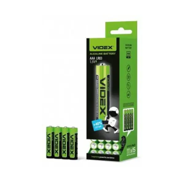 БАТАРЕЙКА VIDEX LR03 (AAA) BOX 4ШТ (60, 720), (6195)