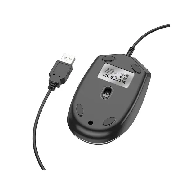 MR4_138220 Компютерна мишка дротова borofone bg10 soaring game luminous wired mouse, чорний 