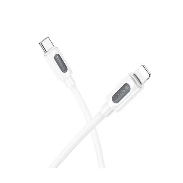 КАБЕЛЬ PD BOROFONE BX114 STRUCTURE SILICONE TYPE-C TO LIGHTNING 27W, 1M, БІЛИЙ