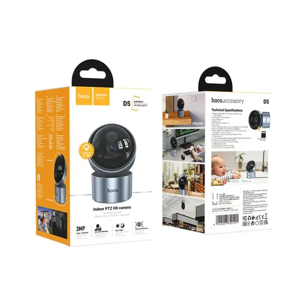 КАМЕРА ВІДЕОСПОСТЕРЕЖЕННЯ HOCO D5 INDOOR PTZ HD CAMERA СІРА