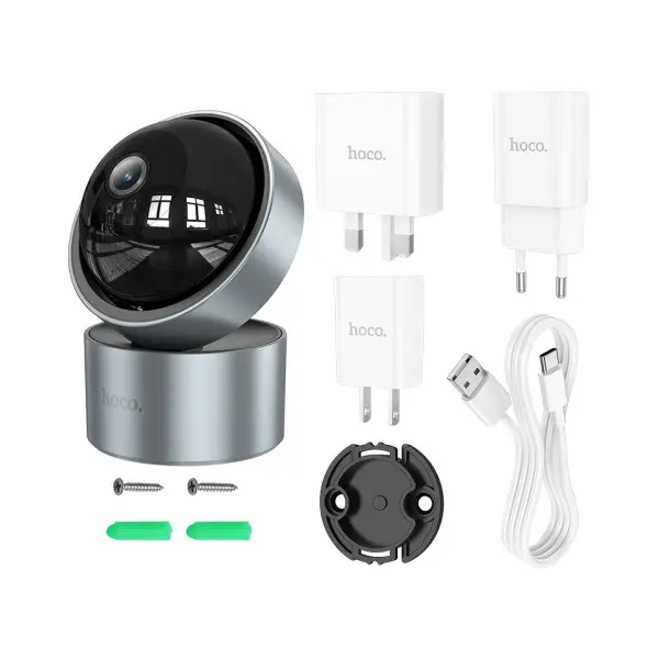КАМЕРА ВІДЕОСПОСТЕРЕЖЕННЯ HOCO D5 INDOOR PTZ HD CAMERA СІРА