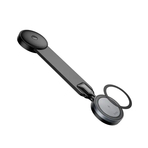 БЕЗДРОТОВИЙ АВТОМОБІЛЬНИЙ ЗАРЯДНИЙ ПРИСТРІЙ HOCO HW29 TOTEM RING MAGNETIC WIRELESS FAST CHARGING (CENTER CONSOLE), ЧОРНИЙ, СІРИЙ