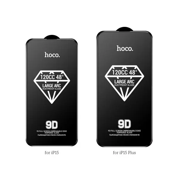ЗАХИСНЕ СКЛО HOCO A34 9D LARGE ARC DUSTPROOF ДЛЯ IPHONE 15, ЧОРНИЙ