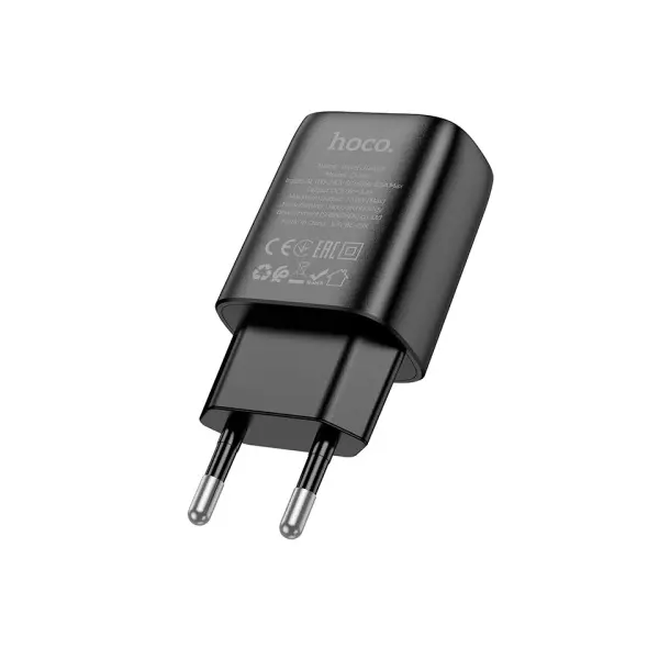 МЕРЕЖЕВИЙ ЗАРЯДНИЙ ПРИСТРІЙ HOCO C134A SOLID SINGLE PORT CHARGER, ЧОРНИЙ