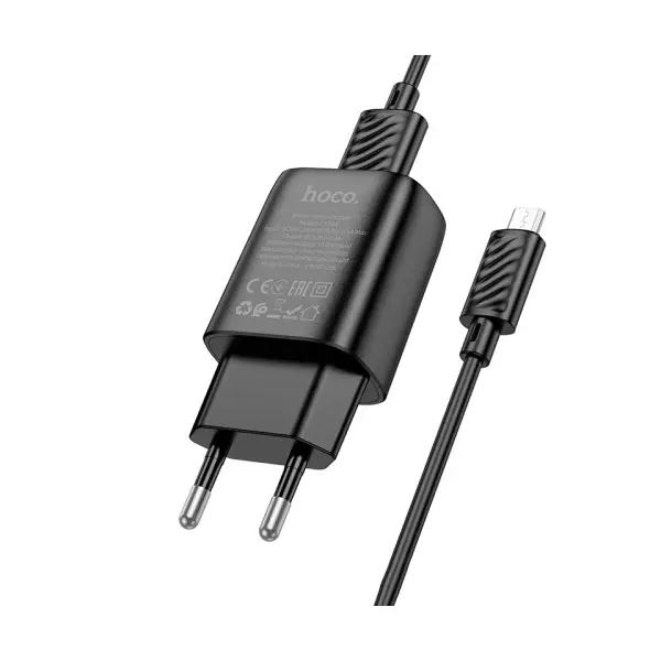 MR4_138124 Мережевий зарядний пристрій hoco c134a solid single-port charger set 2,4a (micro), чорний 