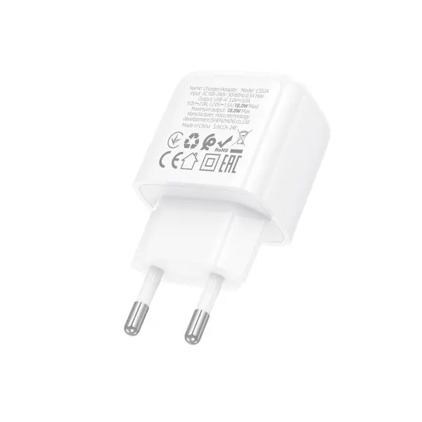 MR4_138130 Мережевий зарядний пристрій hoco cs52a surplus single-port qc3.0 charger, білий 