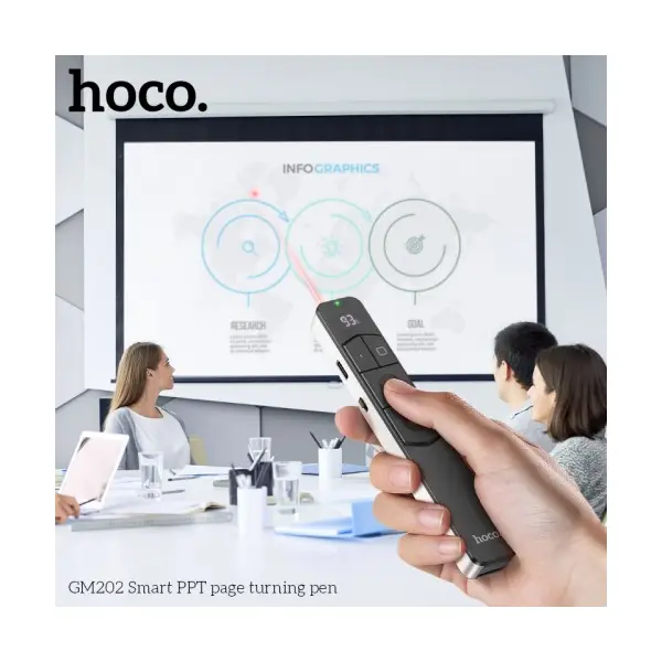 ЛАЗЕРНИЙ ПУЛЬТ HOCO GM202 SMART PPT PAGE TURNING PEN, СІРИЙ