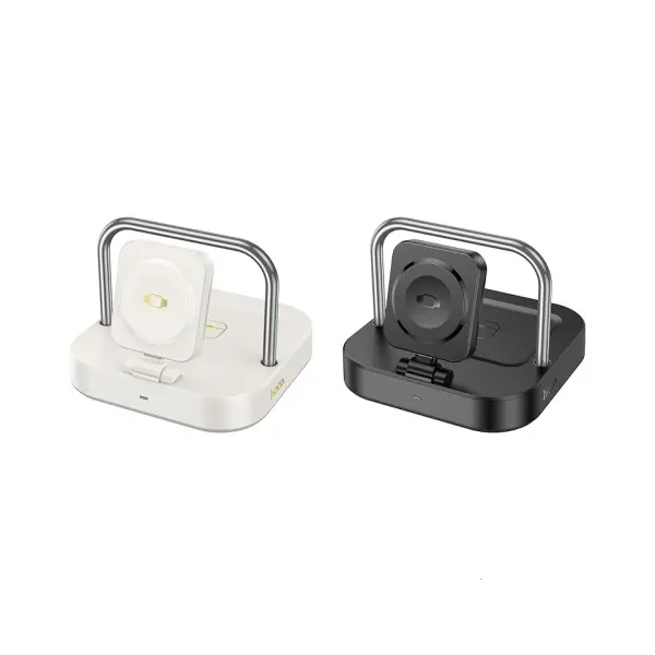 MR4_138141 Бездротовий зарядний пристрій hoco cq16a astute 3in1 desktop charger+watch charger, чорний 