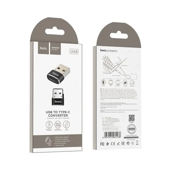 MR4_138150 Перехідник hoco ua6 type-c to usb, чорний 