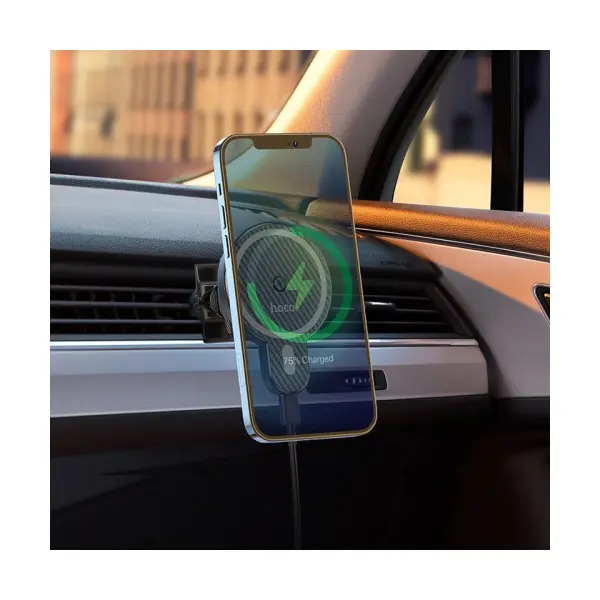БЕЗДРОТОВИЙ АВТОМОБІЛЬНИЙ ЗАРЯДНИЙ ПРИСТРІЙ HOCO CA85 ULTRA-FAST MAGNETIC WIRELESS CAR HOLDER MAGSAFE7,5W, 5-15W, ЧОРНИЙ