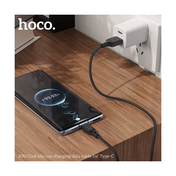 КАБЕЛЬ HOCO X90 COOL SILICONE CHARGING DATA CABLE ДЛЯ TYPE-C, 3A, 1M, ЧОРНИЙ