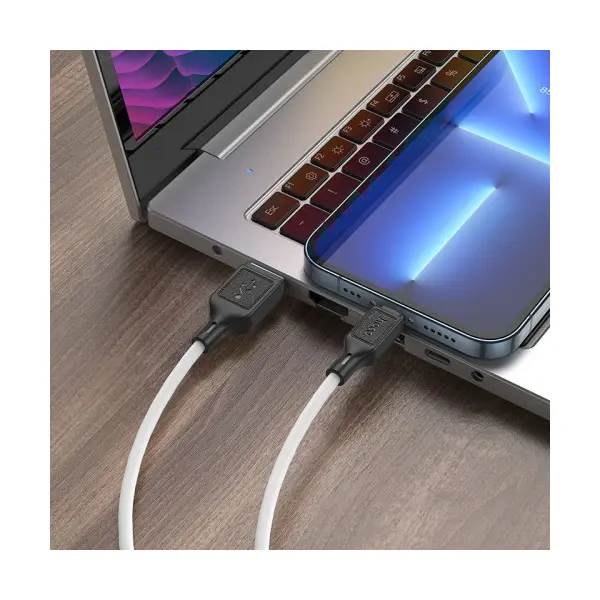 MR4_138111 Кабель hoco x90 cool silicone charging data cable для lightning, 2,4a, 1m, білий 