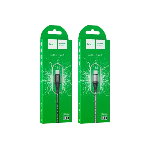 КАБЕЛЬ HOCO X50 EXCELLENT CHARGING DATA ДЛЯ TYPE-C 3A, 1M, ЧОРНИЙ