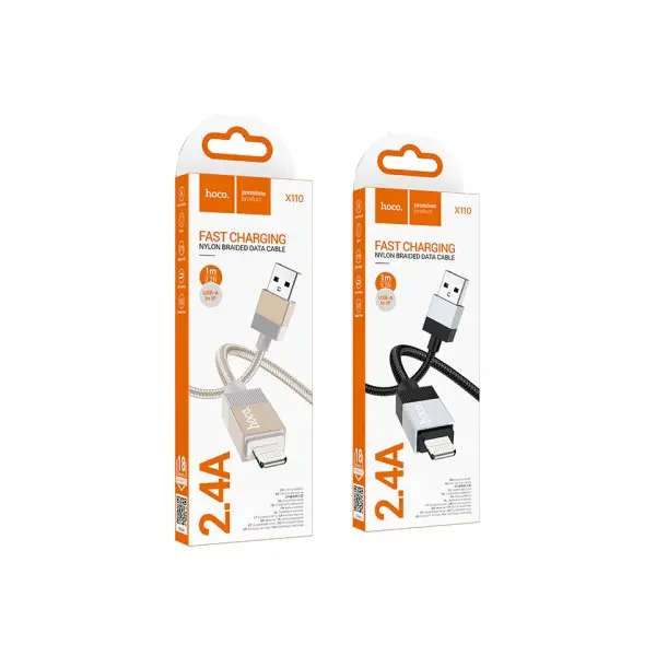 MR4_138677 Кабель hoco x110 honorific charging data cable lightning 2.4a, 1m, чорний 