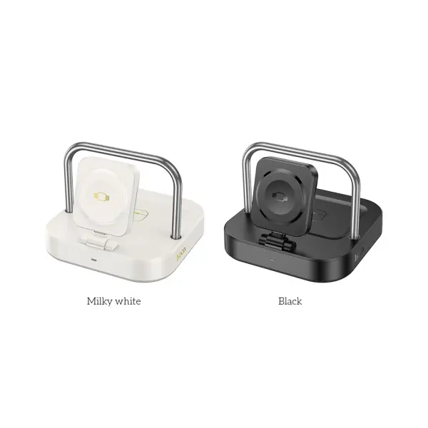 БЕЗДРОТОВИЙ ЗАРЯДНИЙ ПРИСТРІЙ HOCO CQ16A ASTUTE 3IN1 DESKTOP CHARGER+WATCH CHARGER MILKY, БІЛИЙ