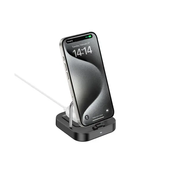 MR4_138662 Бездротовий зарядний пристрій magsafe hoco cq16b astute 2in1 desktop charger, чорний HOCO