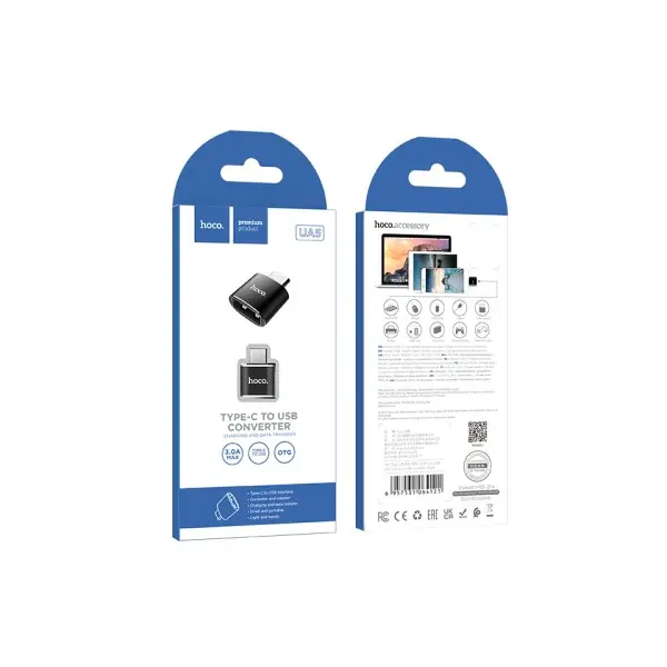 ПЕРЕХІДНИК HOCO UA5 USB-A TO TYPE-C, ЧОРНИЙ